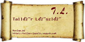 Tallér László névjegykártya